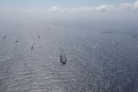 The UK's Carrier Strike Group sailed with the Indian Navy for a range of exercises in the Bay of Bengal. Picture: LPhot Unaisi Luke