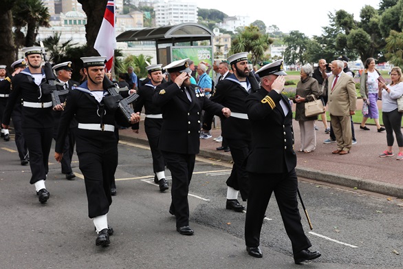 HMS Torbay waved a fond farewell by the people of Torbay