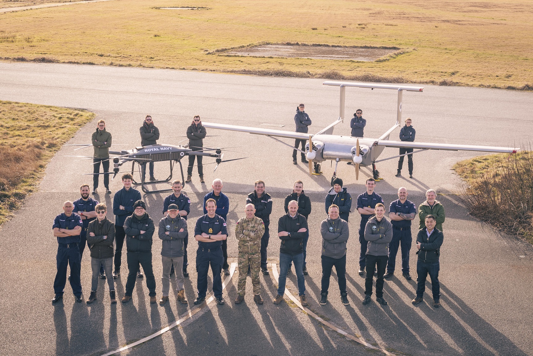 The Royal Navy has been trialling the use of drones in a heavy lift challenge at RNAS Culdrose. Picture: DE&S
