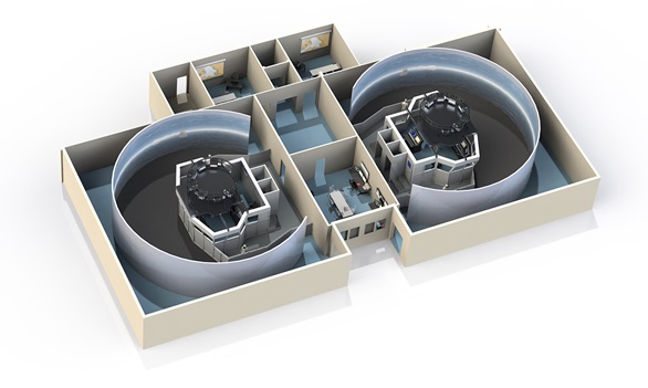 A graphic depicting how the simulators will be installed in existing buildings