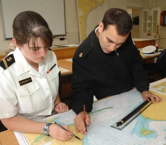 The US Navy Midshipmen practice their navigating skills