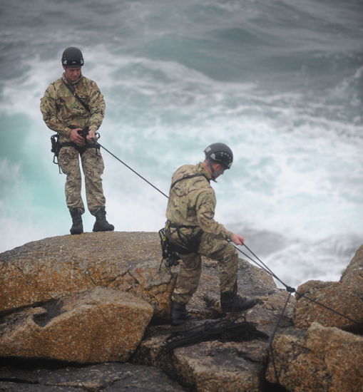 Royal Marines Commandos practised their mountaineering skills at almost the westernmost tip of Britain.