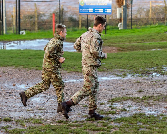 Malachi Neat, 14, takes part in an assault course at the Commando Training Centre in Lympstone