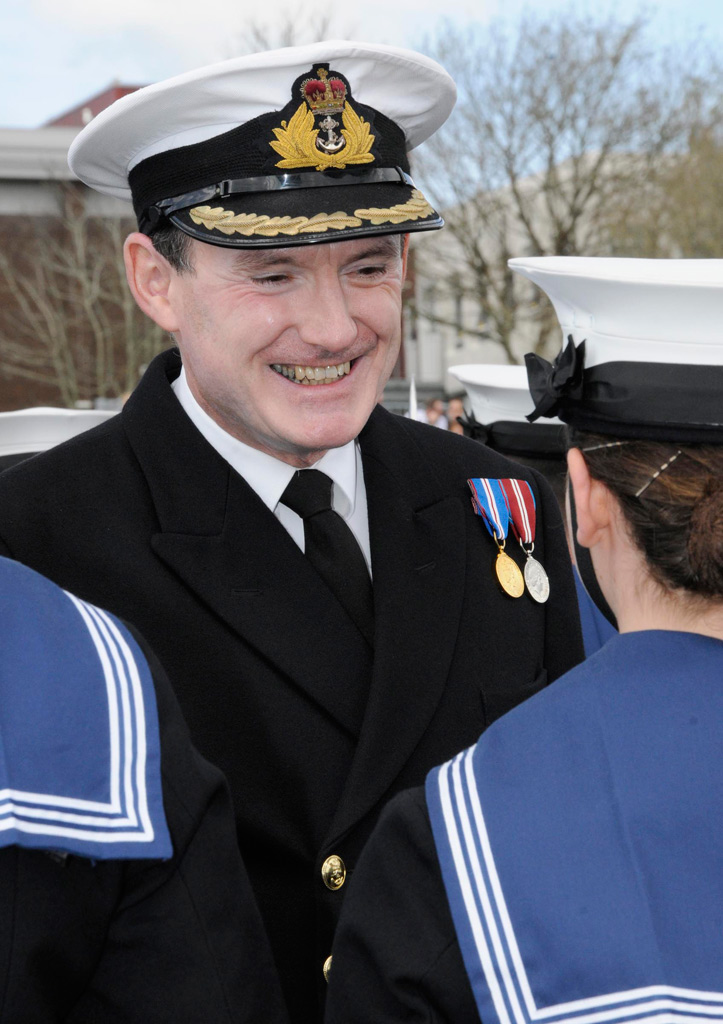 Torpoint Naval Officer takes Raleigh salute | Royal Navy