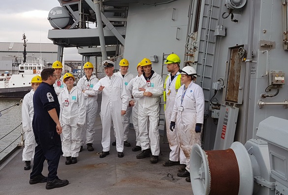 Budding Plymouth engineers step aboard HMS Montrose