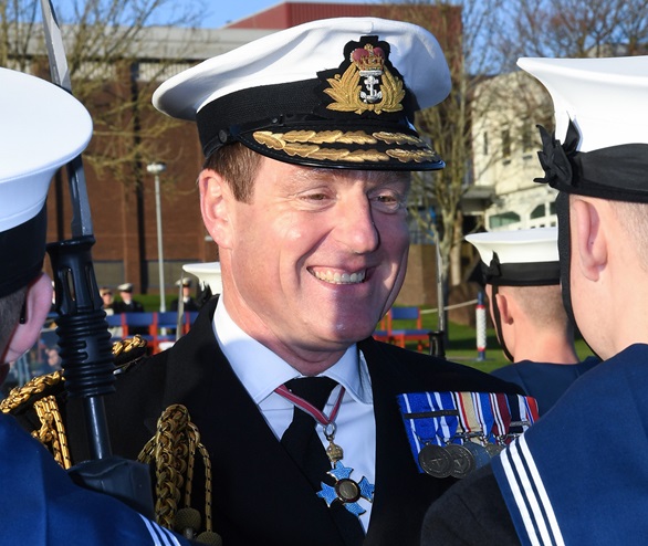 Fleet Commander reviews Ship’s Company Divisions at HMS Raleigh